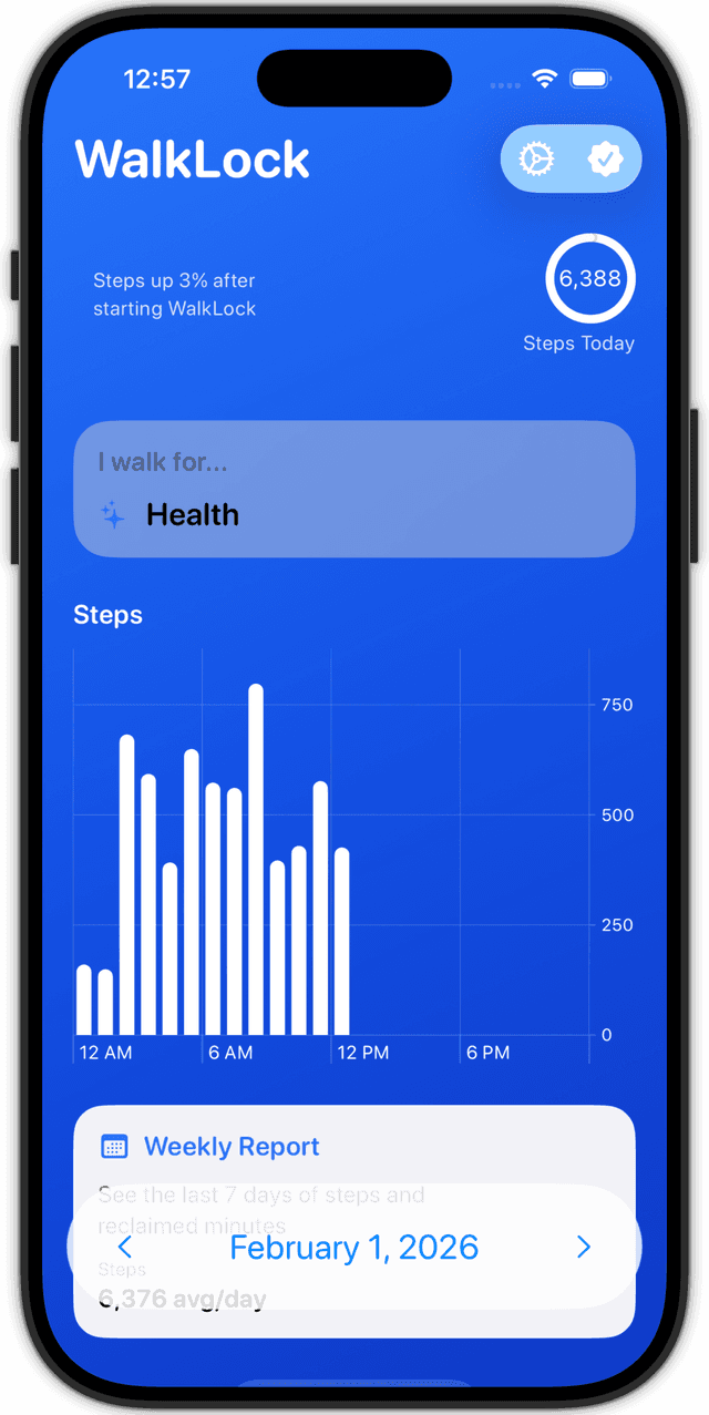 WalkLock app preview on iPhone